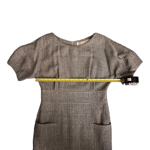 Lela Rose Gray Metallic Tweed Sheath Dress - Picture 8 of 11